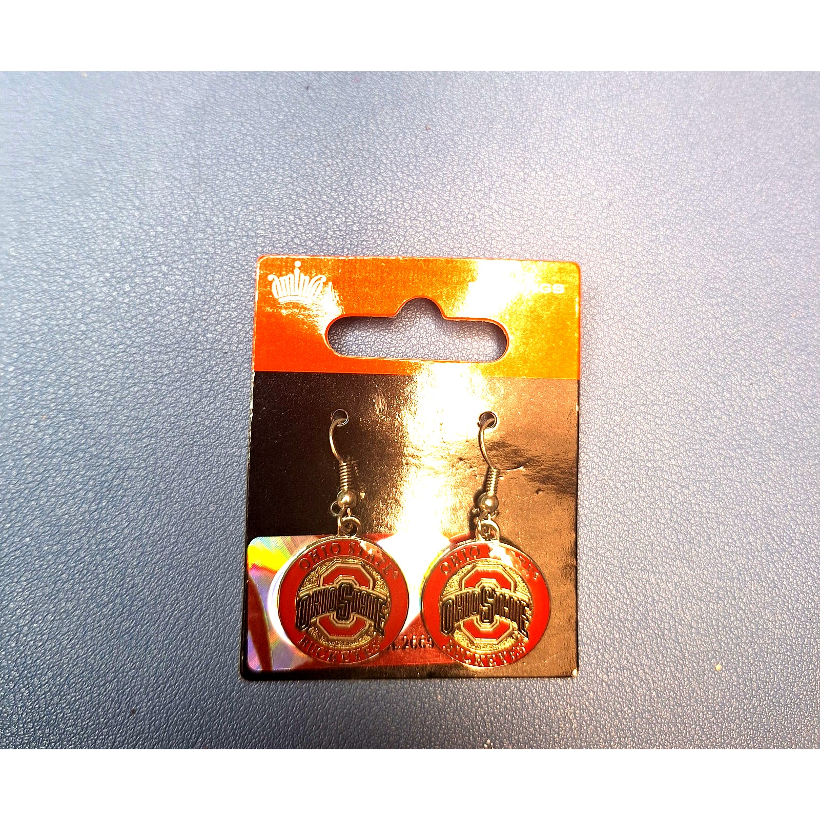 Ohio State Buckeyes Earrings Circle Blue Dangle New Ncaa New